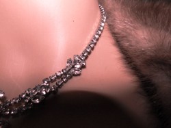 sherman clear intricate drop necklace e